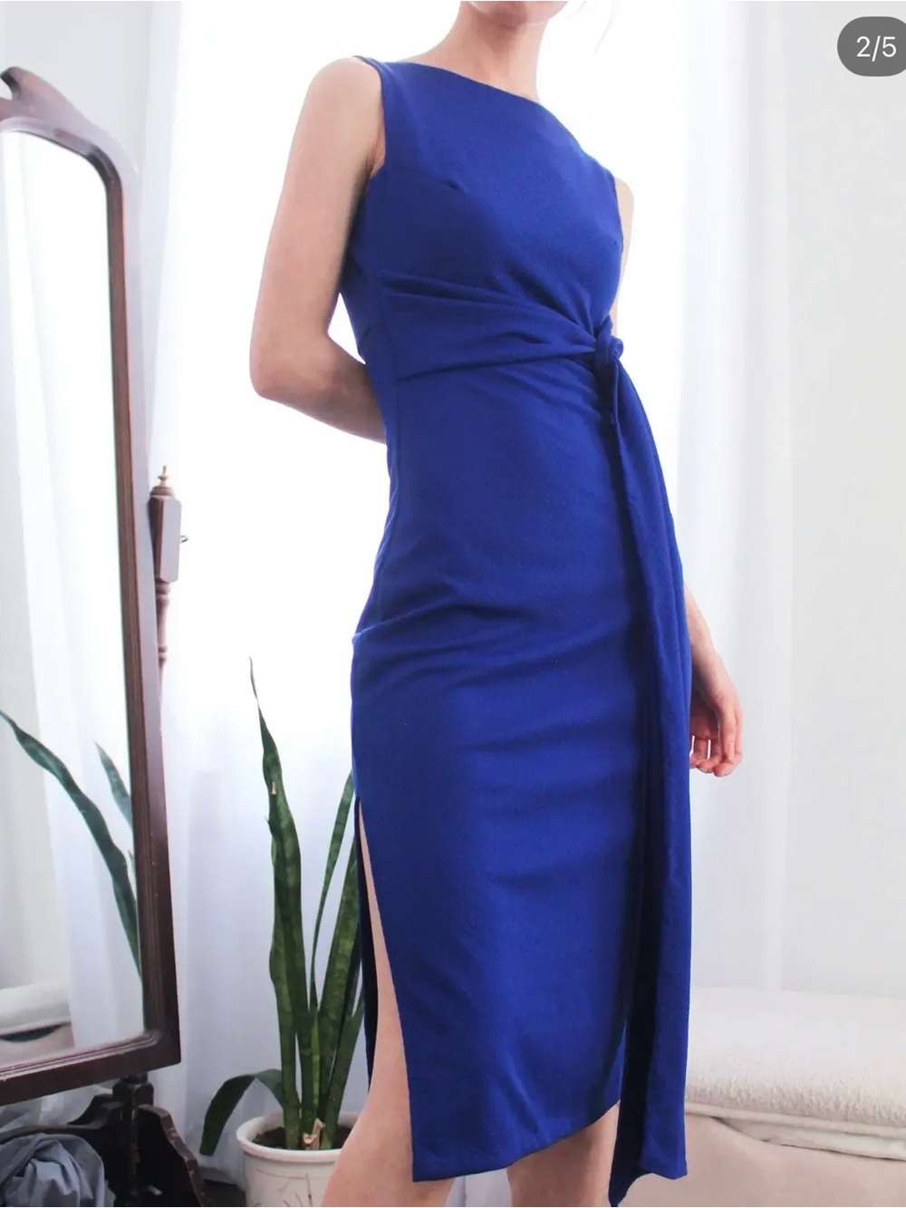 Cobalt blue cowl back midi dress XXS